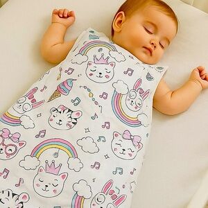 Organic Cotton 2 Way Zipper Sleeping Sack for Baby Girls Adjustable 2-12 M
